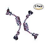 Itplus 2 Pack Cotton Rope Chew Toy Knot Rope Puppy Dog Tug Toys for Chewing Tugging Playing,16 Inch