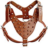 DidogStudded Spiked Leather Dog Harness for Medium and Large Dogs,Fit Pit Bulldog Terrier Mastiff Puppy Boxer(Brown)