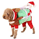 NACOCO Dog Costume Carrying Gift Box with Santa Claus Pet Cat Costumes Funny Christmas Party Festival Holiday Outfit (L)