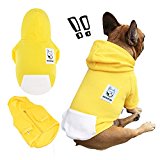 iChoue Pets Dog Clothes Hoodie Hooded French Bulldog Costume Pullover Cotton Winter Warm Coat Puppy Corgi Clothing - Yellow / Size M