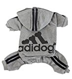 Scheppend Adidog Pet Clothes for Dog Cat Puppy Hoodies Coat Winter Sweatshirt Warm Sweater,Grey Medium