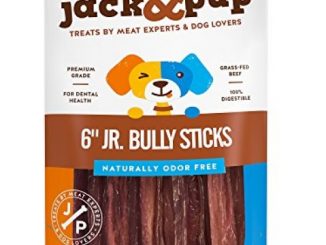 Jack&Pup 6” Premium Grade Junior Bully Sticks Odor Free Dog Treats (10 Pack) – 6” Long All Natural Gourmet and Tender Dog Treat Chews – Fresh and Savory Beef Flavor – Long Lasting Treat