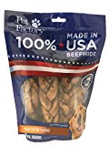 Pet Factory 78128 Beefhide | Dog Chews, 99% Digestive, Rawhides To Keep Dogs Busy While Enjoying, 100% Natural, Peanut Butter Flavored Braids, Pack Of 6 In 7-8 Size, Made In USA