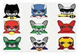 Ambesonne Superhero Pet Mat for Food and Water, Bulldog Superheroes Fun Cartoon Puppies in Disguise Costume Dogs with Masks Print, Rectangle Non-Slip Rubber Mat for Dogs and Cats, Multicolor