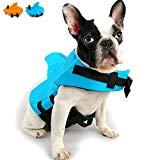 Snik-S Dog Life Jacket- Preserver with Adjustable Belt, Pet Swimming Shark Jacket for Short Nose Dog,Upgrade Version (pug,Bulldog,Poodle,Bull Terrier) (M, Blue)