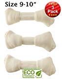 LIMITED TIME DEAL 9”-10” Premium Knot Bones - 3 Pack – Chewing Dog Treat Made With The Best Rawhide 100% Natural - No Additives, Chemicals or Hormones – Natural Grass Fed livestock from South America