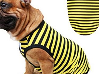 iChoue Dog Clothes Vest Tee Shirt for French Bulldog Pug Boston Terrier Frenchie- L Yellow Black Stripe