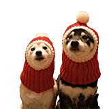 NACOCO Funny Christmas Dog Hat wiht Pompon Crocheted Snood Dog Hat Red Warm Winter Dog Hat Knit Snood Headwear for Pets & Women & Man (S)