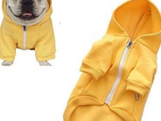 Meioro Dog Clothes Hoodies Pet Cat Warm Soft Cotton Zipper Sweater Coat French Bulldog Pug (XL, Yellow)