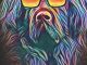 Newfoundland: Neon Dog with Sunglasses Blank Lined Journal Notebook Diary