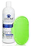 Lillian Ruff Flea and Tick Shampoo for Dogs with Aloe Vera & Dog Bath Brush- Soothe The Itch and Repel The Critters with Natural Essential Oils - Balanced for Puppies and Mature Dogs