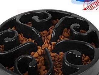 Slow Feeder Dog Bowl Bloat Stop Dog Food Bowl Maze Interactive Puzzle Non Skid, Come with Free Travel Bowl (Black, for Medium Dog and Puppy)