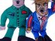 2 in 1 Packs Donald Trump Dog Toy with Kim Jong Un Gag Gifts for Dog Funny Parody Squeaky Dog Chew Toy, 10″ (2 Toys)