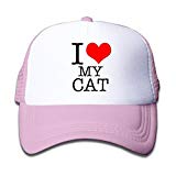 HILLR I Love My Cat Youth Mesh Snapback Hat Cap Pink