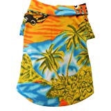 Tangpan Hawaiian Beach Coconut Tree Print Dog Shirt Summer Camp Shirt Clothes (Yellow M)