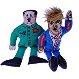 2 in 1 Packs Donald Trump Dog Toy with Kim Jong Un Gag Gifts for Dog Funny Parody Squeaky Dog Chew Toy, 10