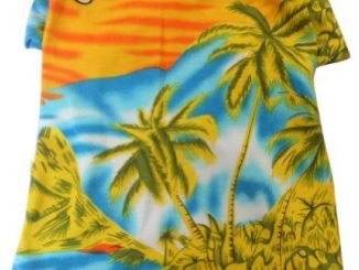 Tangpan Hawaiian Beach Coconut Tree Print Dog Shirt Summer Camp Shirt Clothes (Yellow M)