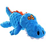 goDog Gators With Chew Guard Technology Tough Plush Dog Toy, Blue, Large