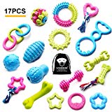 SZKOKUHO 17 Packs Durable Pet Puppy Dog Chew Toys Set Puppy Teething Ball Toys Puppy Rope Dog Tug Toy Safety Design