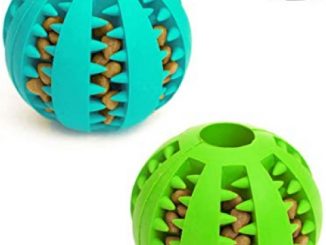 Idepet Dog Toy Ball, Nontoxic Bite Resistant Toy Ball for Pet Dogs Puppy Cat, Dog Pet Food Treat Feeder Chew Tooth Cleaning Ball Exercise Game IQ Training Ball,2 Pack- Blue & Green Reviews