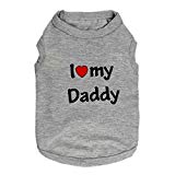 DroolingDog Dog Shirt Medium Dog Clothes I Love My Daddy Pattern Pet T Shirts for Medium Dogs, XL, Grey