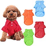 KINGMAS 4 Pack Dog Shirts Pet Puppy T-Shirt Clothes Outfit Apparel Coats Tops - Medium