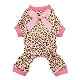 Fitwarm® Leopard Ribbon Soft Velvet Dog Pajamas for Pet Dog Clothes Comfy Pjs, X-small