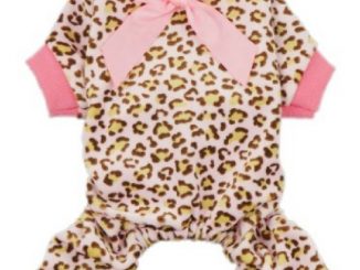 Fitwarm® Leopard Ribbon Soft Velvet Dog Pajamas for Pet Dog Clothes Comfy Pjs, X-small