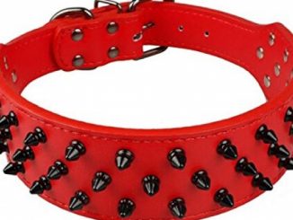 Benala 2″ Black Leather Dog Collars Cool Spiked Studded Pet Dog Collar For Medium Large Dogs Pitbulls Mastiff Bully