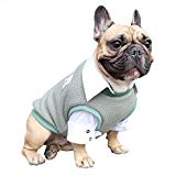 iChoue Pet Dog Knitted Sweater Collar Knitwear Winter Warm Clothes Cold Weather Coat for French Bulldog Frenchie Shiba Inu Corduroyt-Dark Green/M