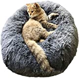 Donut Cat Bed Dog Cushion Bed, Warming Cat and Dog Bed Cushion Small Medium Large Dog Kennels Round Pillow (XL, Dark Blue)