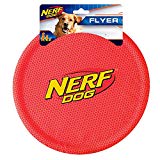 Nerf Dog Nylon Flyer Dog Toy, Frisbee, Lightweight, Durable and Water Resistant, Great for Beach and Pool, 9 inch diameter, for Medium/Large Breeds,  Single Unit, Red