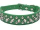 Dogs Kingdom 10″-24″ Length Soft Leather Mushrooms Rivet and Spikes Studded Adjustable Buckle Pet Puppy Dog Collar for Small Medium Large Dogs Breeds Green XL