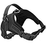 Best Dog Harness with Reflective Material Keeps Your Pet Safe While Walking and Car Rides, Instructional Guide on Product Tips, Use and FAQs Included by Roughtail Pet Supplies, Size Large, Color Black