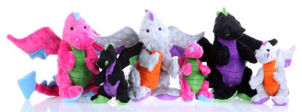 group shot of Dragons plush toys