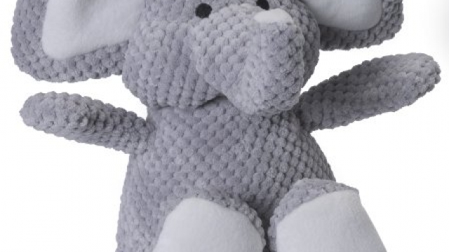 goDog Checkers Elephant With Chew Guard Technology Tough Plush Dog Toy, Grey, Large