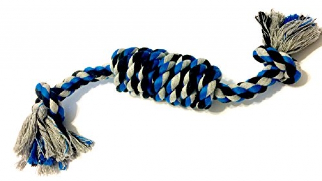 Dog Tugging Rope by Mary & Kate Pets – Large Knot – All Cotton Toy – Cleans Gums and Flosses Teeth – Sturdy – Great for Tug of War or Fetch – Make Puppy Training Fun – All Breeds and Teething Puppies