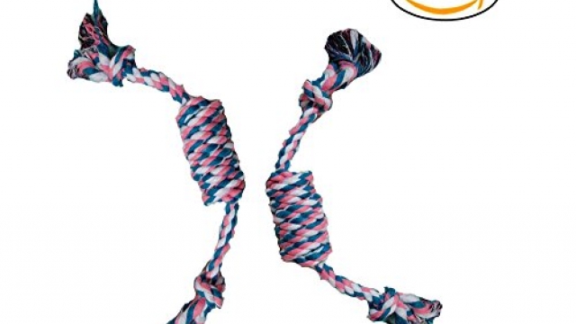 Itplus 2 Pack Cotton Rope Chew Toy Knot Rope Puppy Dog Tug Toys for Chewing Tugging Playing,16 Inch