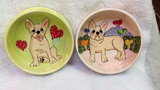 French Bulldog 8″/6″ Pet Bowls for Food/Water, Personalized at no Charge. Signed by Artist, Debby Carman. Reviews