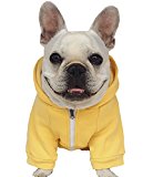 Moolecole Zip-up Hoodie Pet Costume Dog Clothes Outfit Funny Pet Apperal For French Bulldog And Pug Yellow 2XL