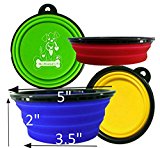 Mr. Peanut's Collapsible Dog Bowls, Set of 4 Colors, Dishwasher Safe BPA FREE Food Grade Silicone Portable Pet Bowls, Foldable Travel Bowls for Feed & Water on Journeys, Hiking, Kennels & Camping