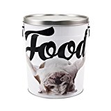 Paw Prints 15 Pound Tin Pet Food Container, Carlos the Bulldog Design, 10.38 x 11.75 x 10.38 Inches (37669)
