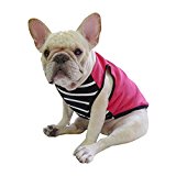Frenchie Pet Clothing Peach Color with Black and White Classic Stripe Dog Cloth for French Bulldog or Pug Wear