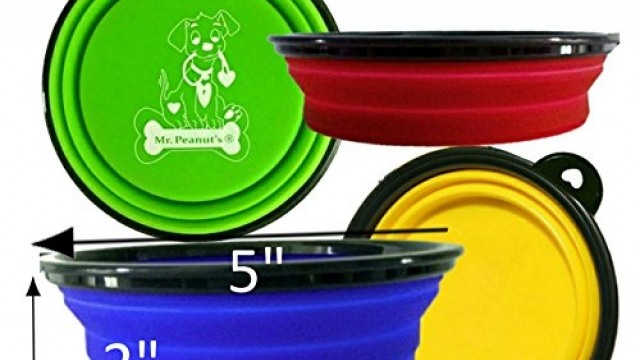 Mr. Peanut’s Collapsible Dog Bowls, Set of 4 Colors, Dishwasher Safe BPA FREE Food Grade Silicone Portable Pet Bowls, Foldable Travel Bowls for Feed & Water on Journeys, Hiking, Kennels & Camping