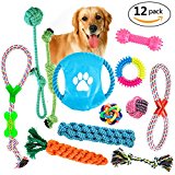 Dog Rope Toys Gift Set 12 Pack Puppy Dog Chew Toys Variety Pet Dog Toys Set Dog Teething Toys Squeak Toy Value Pack for Small and Medium Dogs