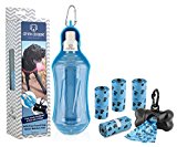 fab fur gear™ Drink Doggie Dog Water Bottle for Travel & Bundled Waste Bags | Portable | Collapsible Gift for dogs| Holds 16.9oz of Water | by