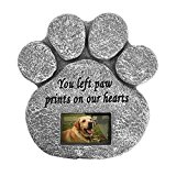 'You Left Paw Prints On Our Hearts' Paw Print Pet Memorial Stone with Customizable Photo Slot. Loss Of Pet Gift. Dog or Cat Memorial.