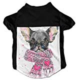 Richard Lyons Fashion Sleeveless Pet Supplies Dog Cat Clothes French Bulldog Cute Dog Watercolor Puppy Dog Illustration Pet Apparel Clothing L Black