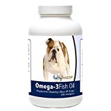 Healthy Breeds Dog Omega 3 Fish Oil Soft Gels for Bulldog - OVER 200 BREEDS - Clean Source EPA DHA - Help Dry Itchy Skin - 180 Count
