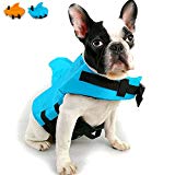 Snik-S Dog Life Jacket- Preserver with Adjustable Belt, Pet Swimming Shark Jacket for Short Nose Dog,Upgrade Version (Pug,Bulldog,Poodle,Bull Terrier) (M, Blue)